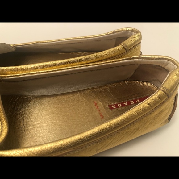 Prada Gold Leather Flats - Picture 7 of 15